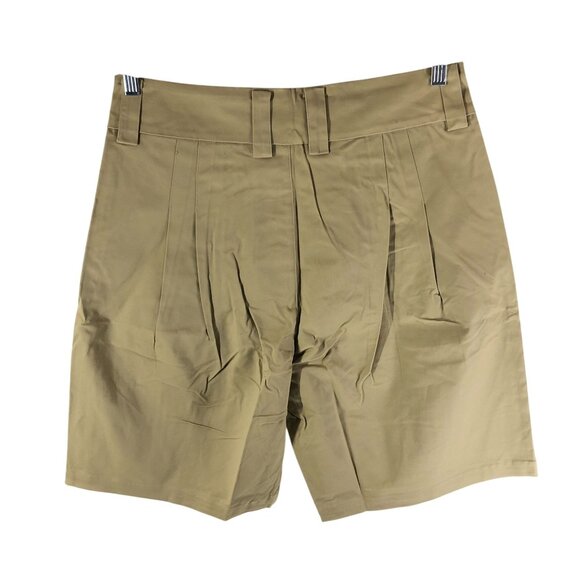 Collectif London Mens Simon Shorts Pleated Retro Khaki Beige Pockets 34 - Picture 2 of 5